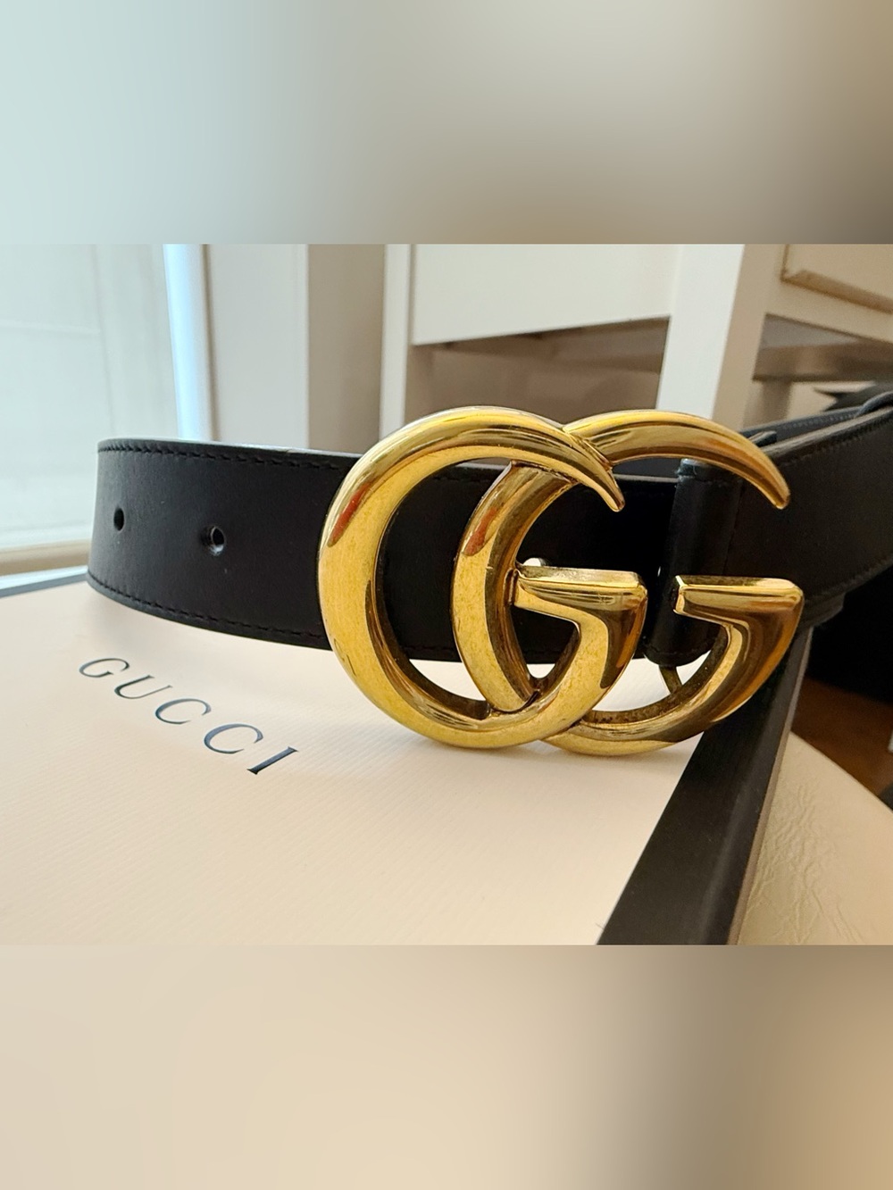 Gucci GG Marmont Black Leather Belt 85/3 with box
